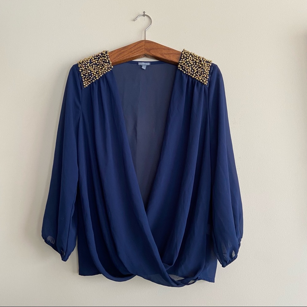 Charlotte Russe Embellished Cross Front Blouse